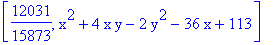 [12031/15873, x^2+4*x*y-2*y^2-36*x+113]